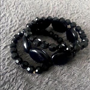 stretchy black beaded bracelets